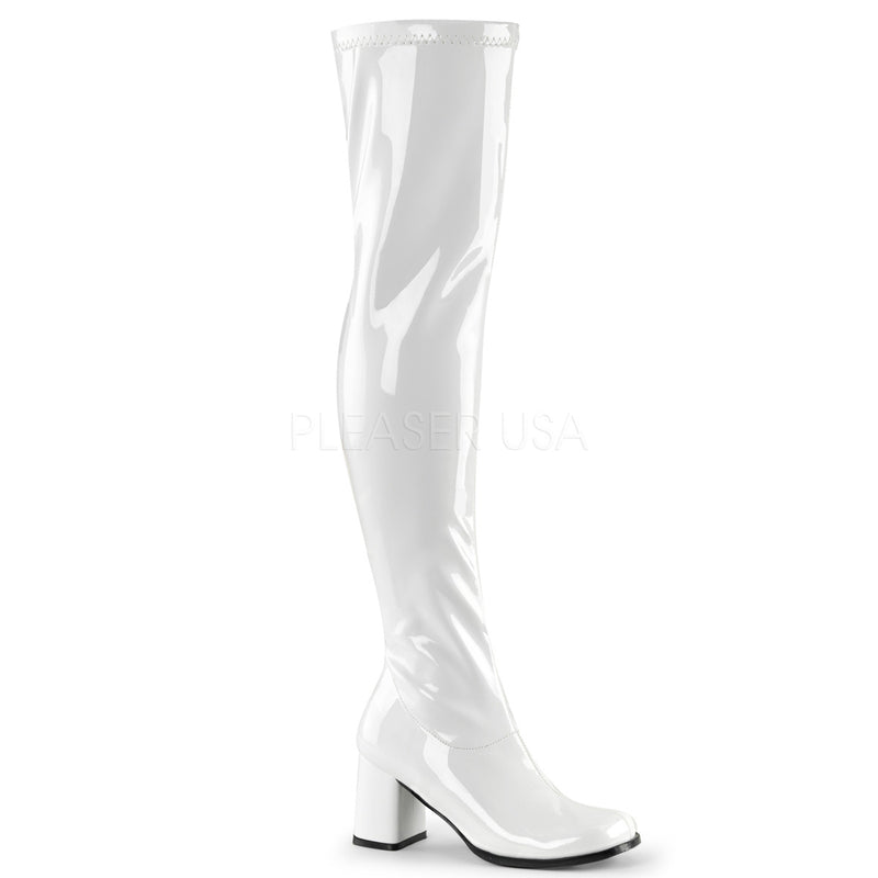 Block Heel Over-The-Knee Boots in White