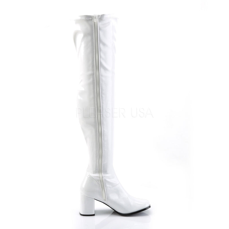 Block Heel Over-The-Knee Boots in White