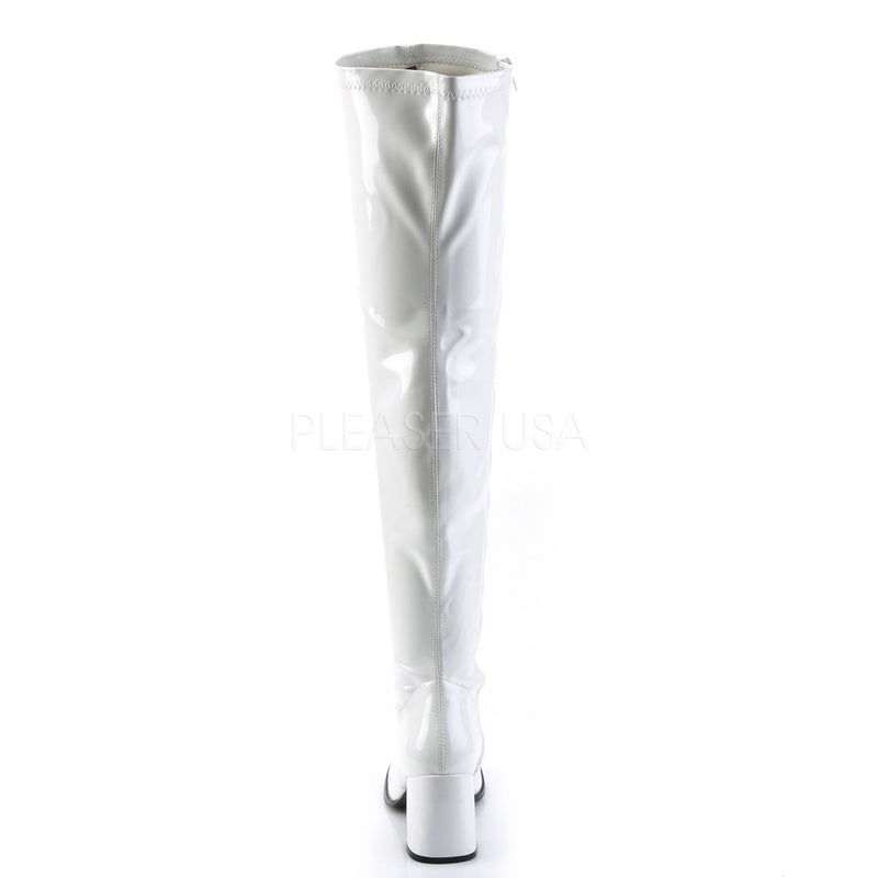 Block Heel Over-The-Knee Boots in White