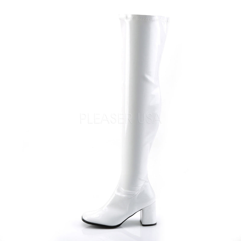 Block Heel Over-The-Knee Boots in White