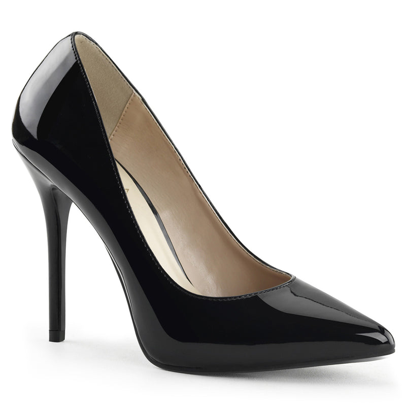 Pleaser Amuse-20 Black Patent 5-Inch Stilettos