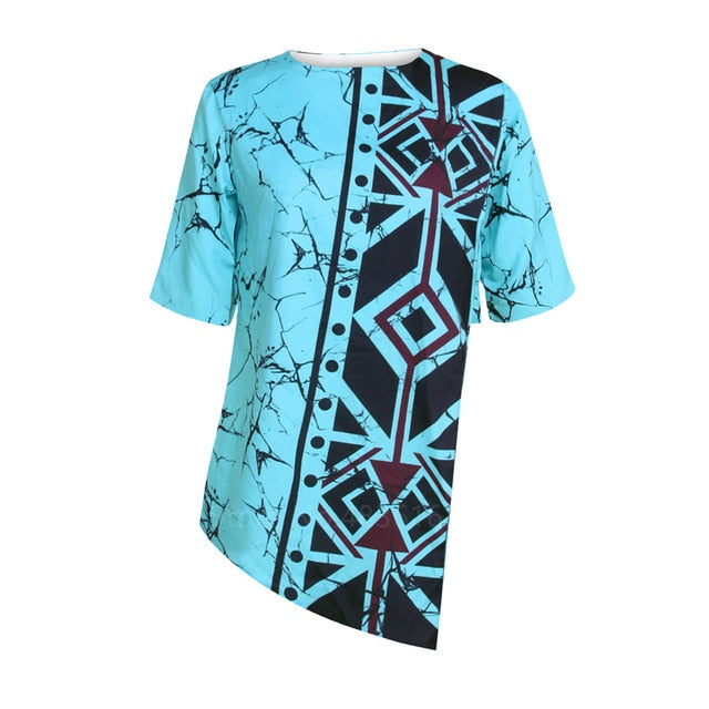 Ladies African Clothes 2020 Dashiki Print Split Top Summer Plus Size Jeans Shirts Clothing African Dresses for Women Top Fashion