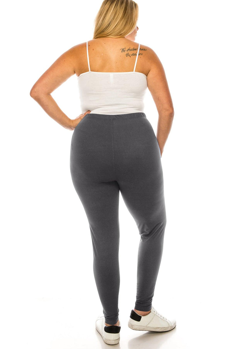 Women's Plus Size Microfiber Full Solid Length Leggings