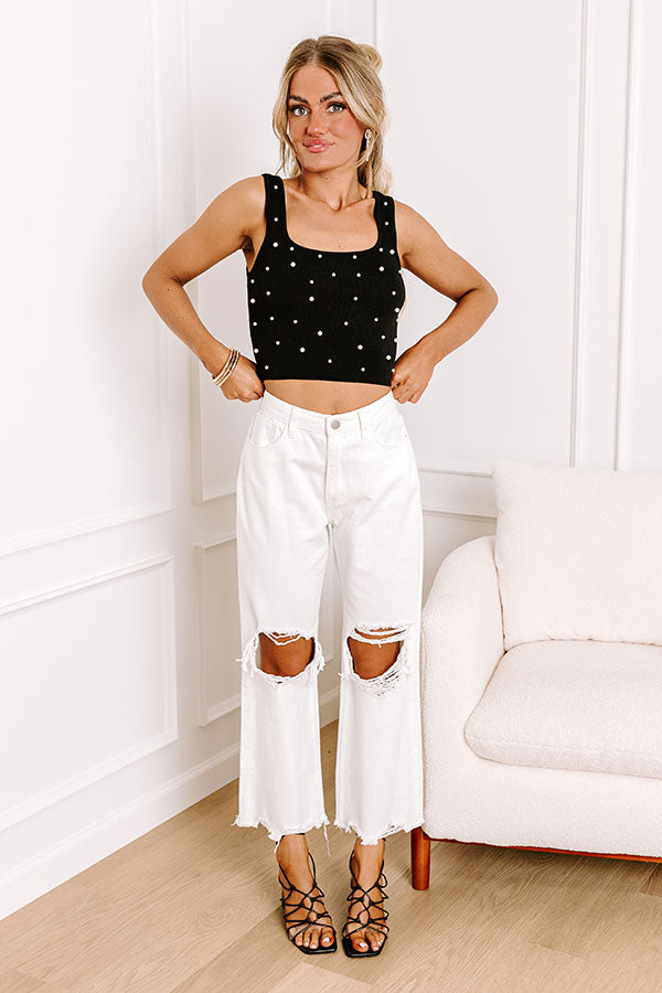 Final Touch Embellished Tank in Black