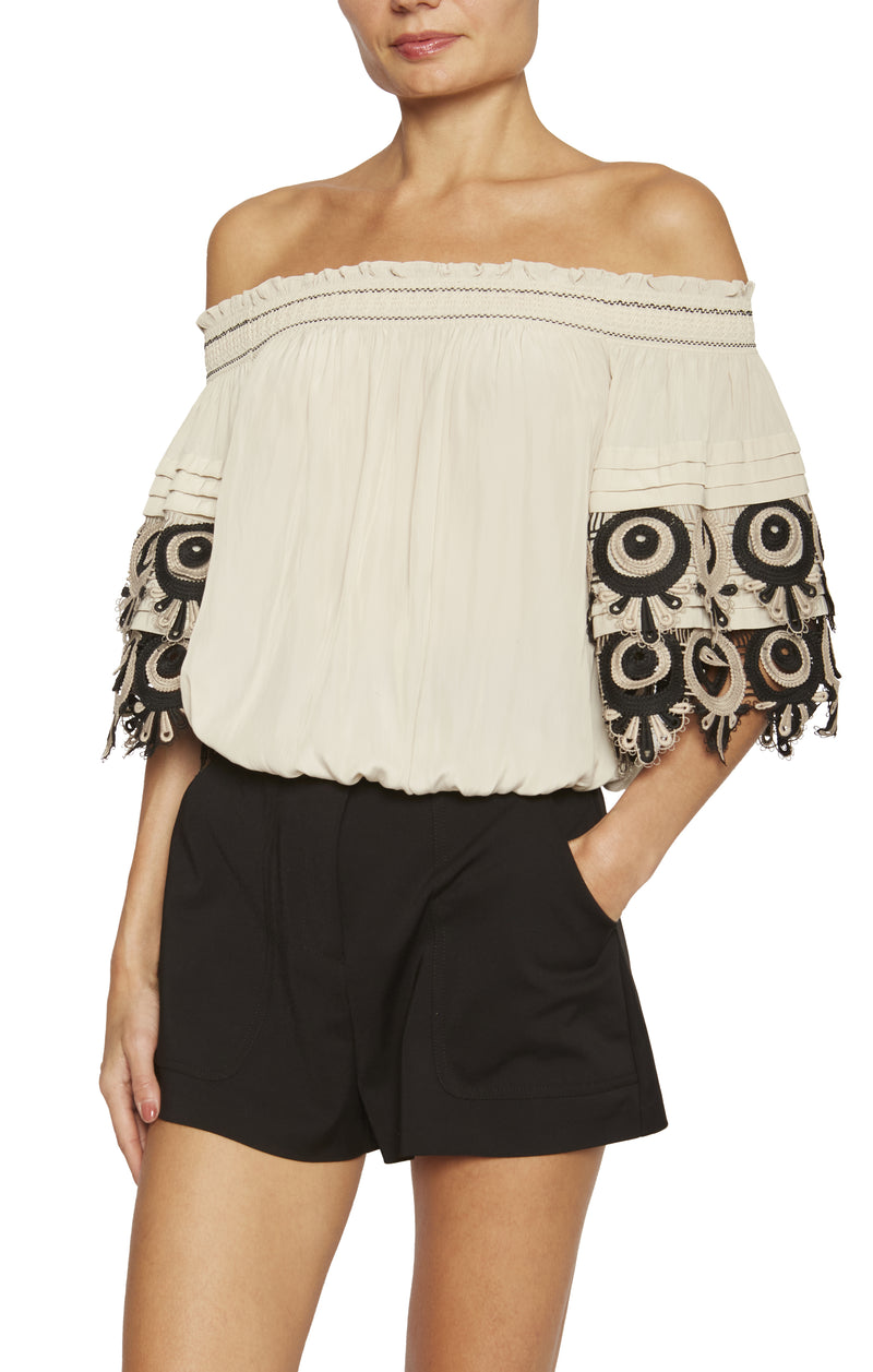 Ramy Brook - Sabrina Embellished Off-The-Shoulder Top - Sandstone