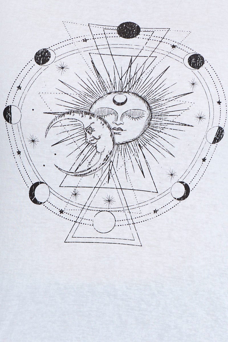 Placement Graphic T-shirt Celestial Cold Shoulder