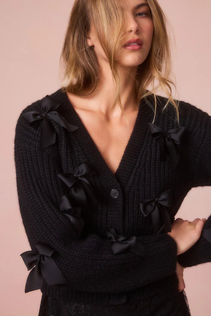 LoveShackFancy Ashtan Alpaca Bow-Embellished Cardigan