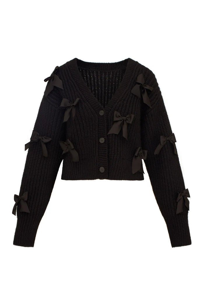 LoveShackFancy Ashtan Alpaca Bow-Embellished Cardigan