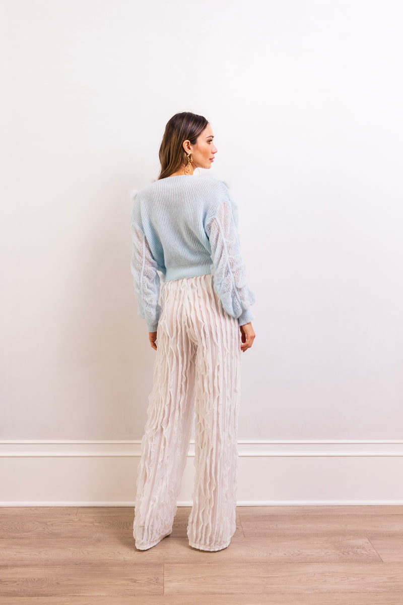 My Favor Embellished Wool Sweater in Baby Blue