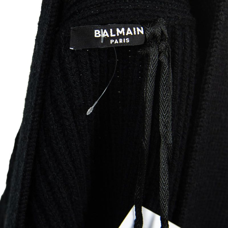 Balmain Black Chain Embellished Knit Cardigan Size L | FR 42