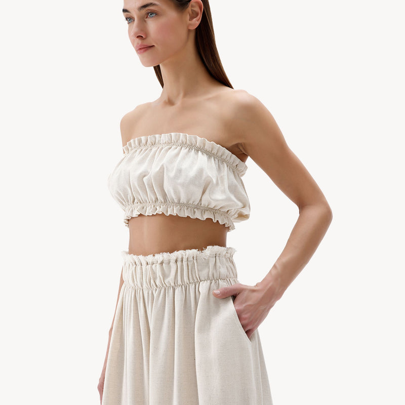 Linen-Cotton Bandeau Top