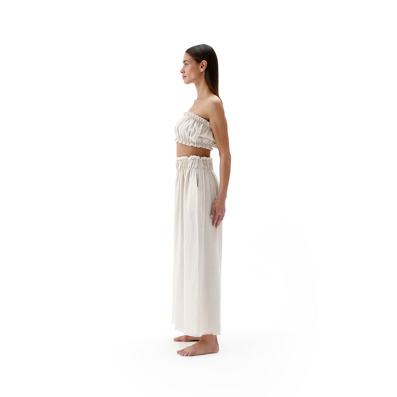Linen-Cotton Bandeau Top