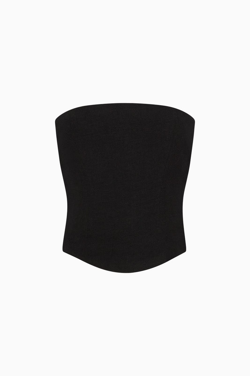 The Pippa Cropped Bandeau Bustier Top in black