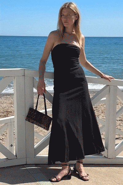 The Pippa Cropped Bandeau Bustier Top in black