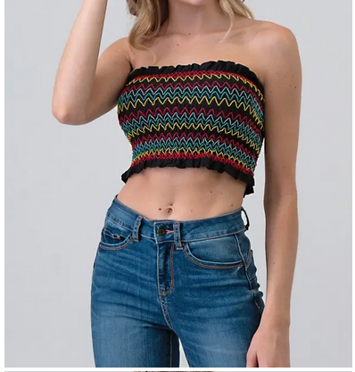 Women's Multi-Color Thread Smocking Bandeau