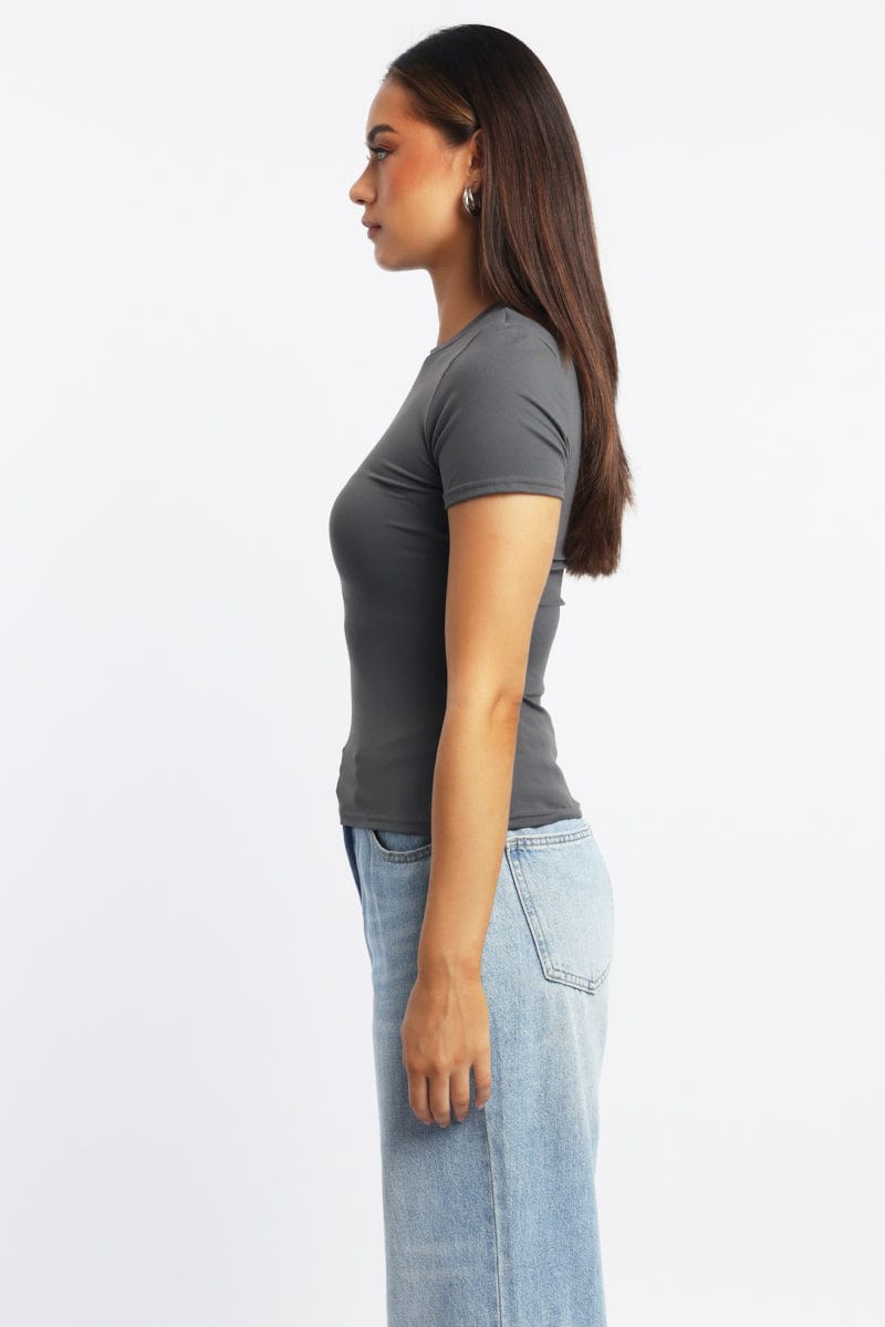 Grey T Shirt Short Sleeve Crew Neck Supersoft
