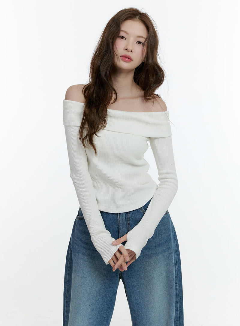 Classic Off-Shoulder Long-Sleeve Top CF504