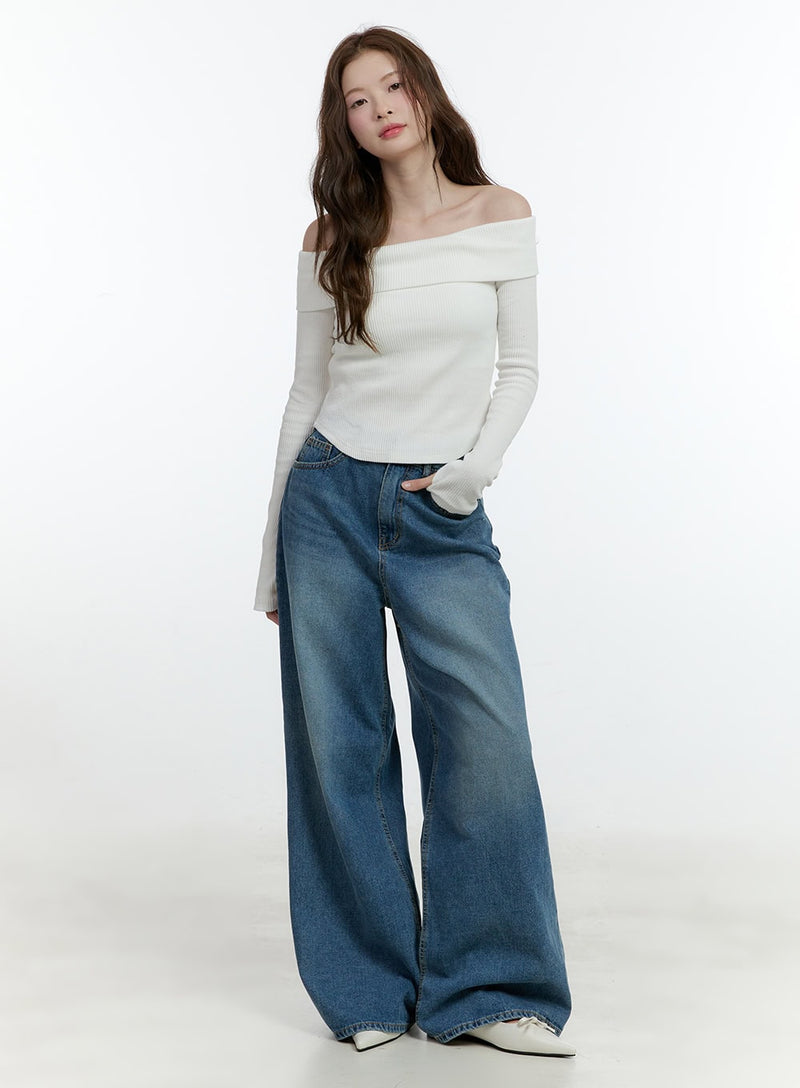 Classic Off-Shoulder Long-Sleeve Top CF504