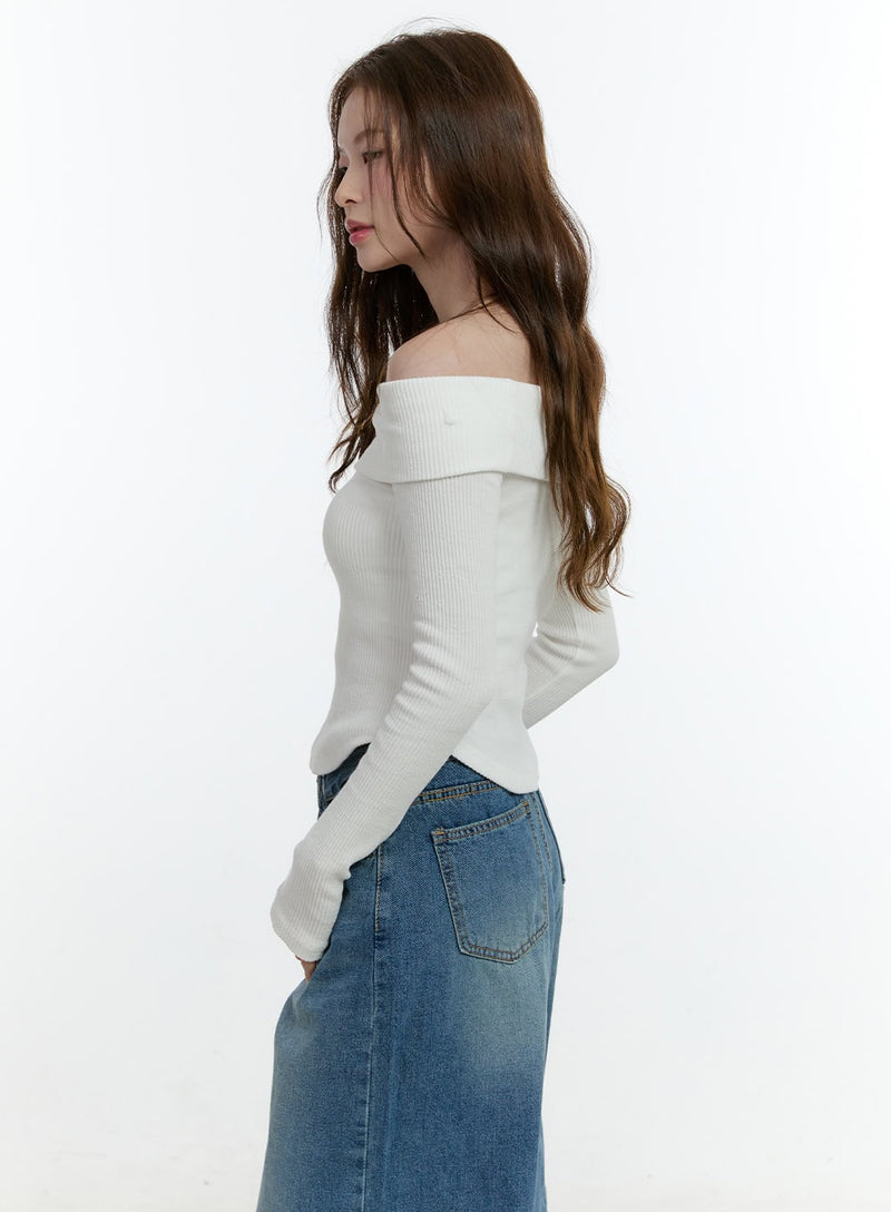 Classic Off-Shoulder Long-Sleeve Top CF504