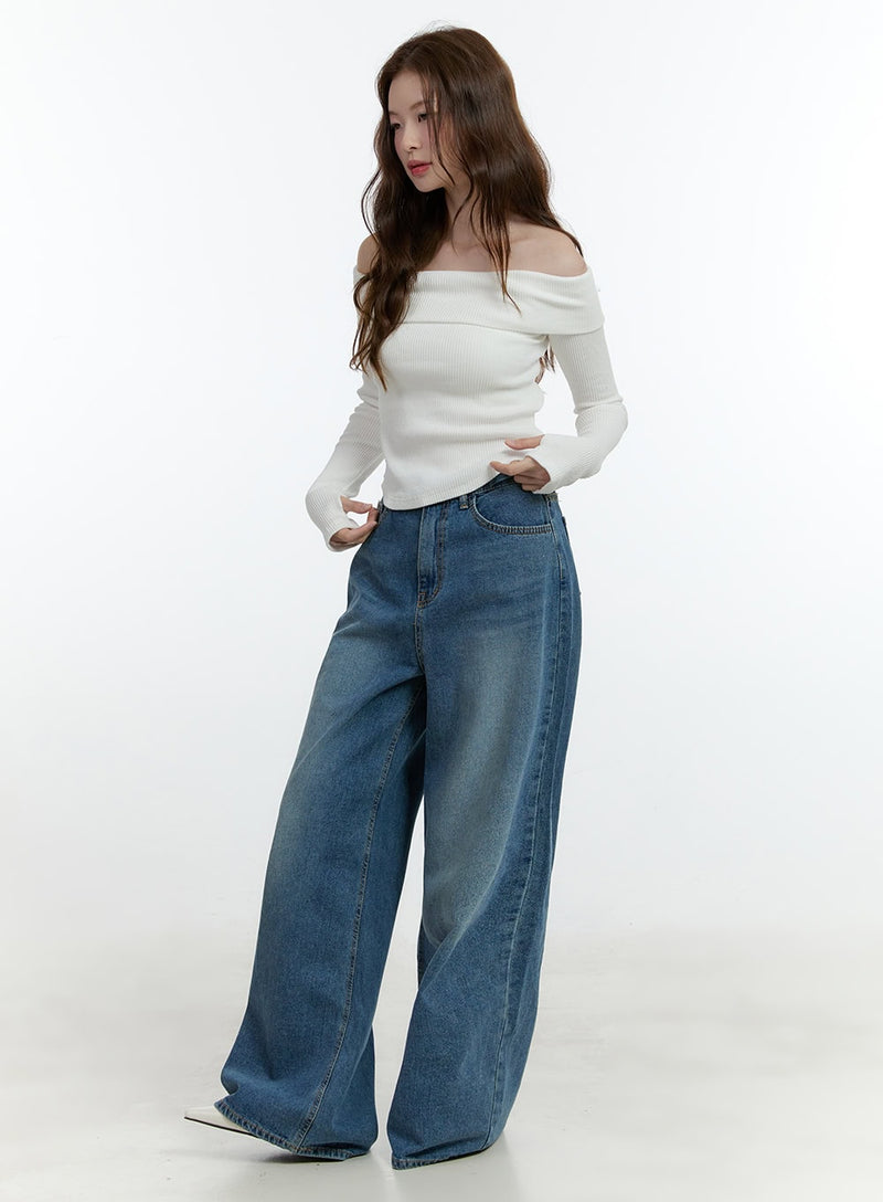 Classic Off-Shoulder Long-Sleeve Top CF504