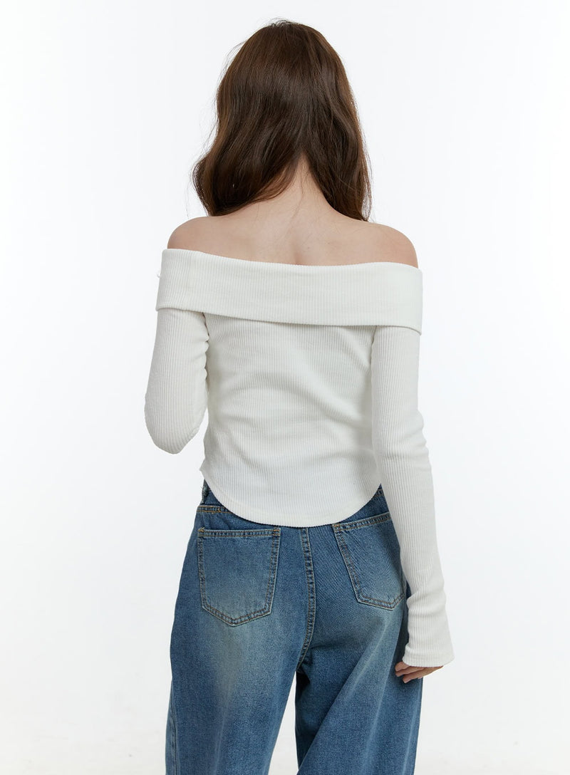 Classic Off-Shoulder Long-Sleeve Top CF504