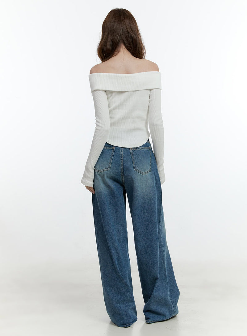 Classic Off-Shoulder Long-Sleeve Top CF504