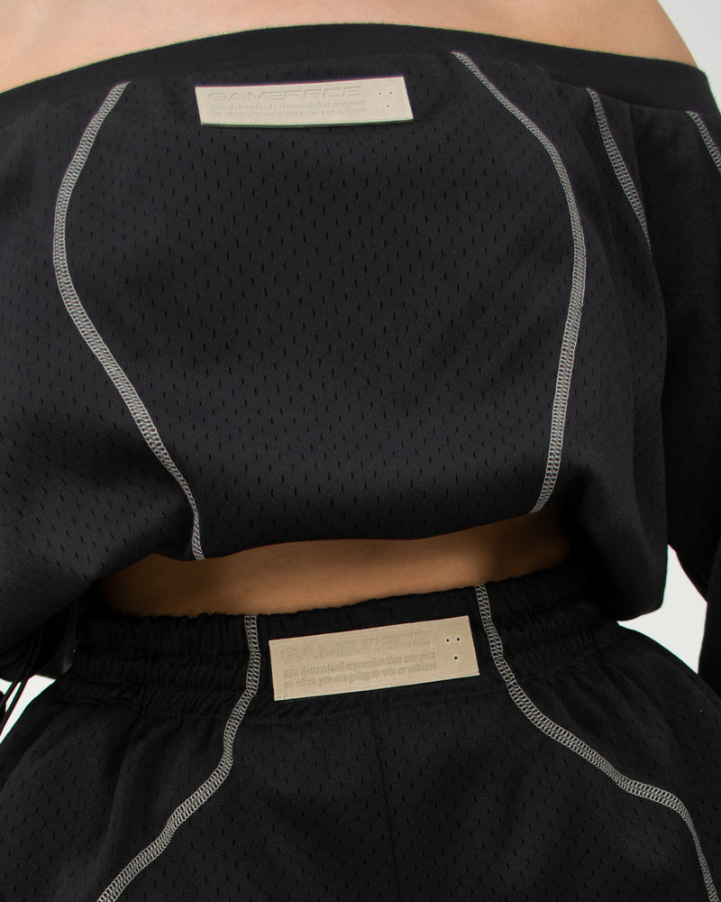 OFF-SHOULDER CREWNECK VBS™ - BLACK MESH