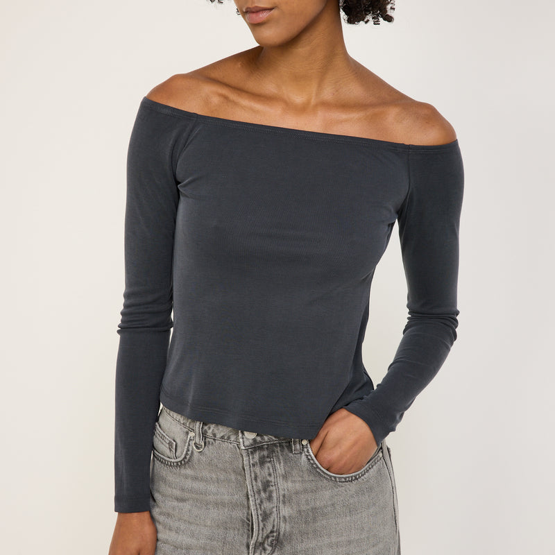 Composure Off Shoulder Top Slate