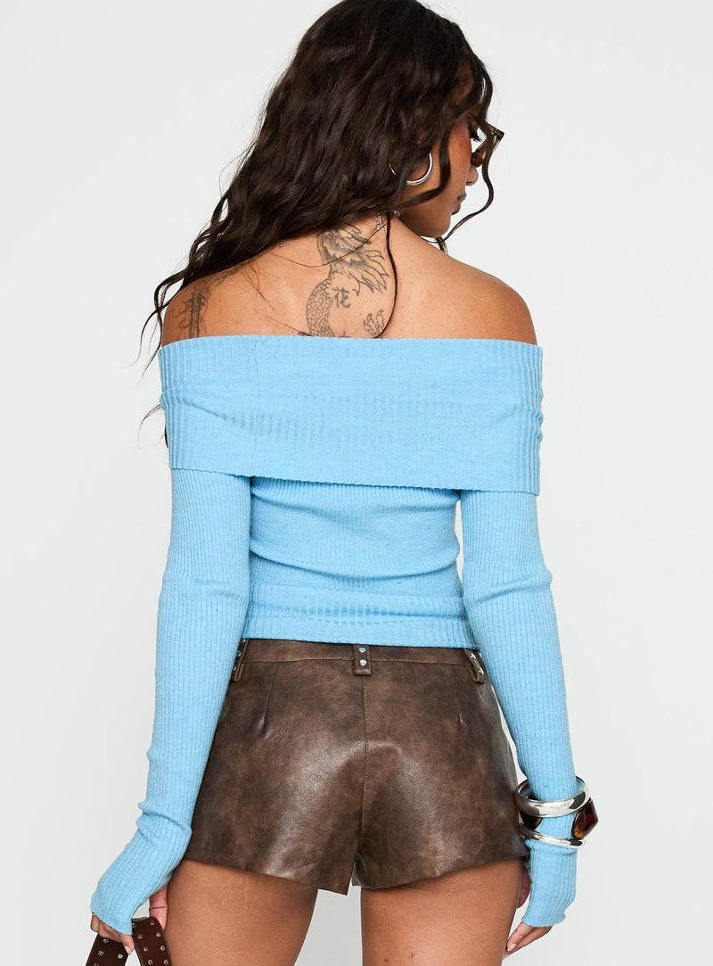 Morley Off Shoulder Sweater Blue