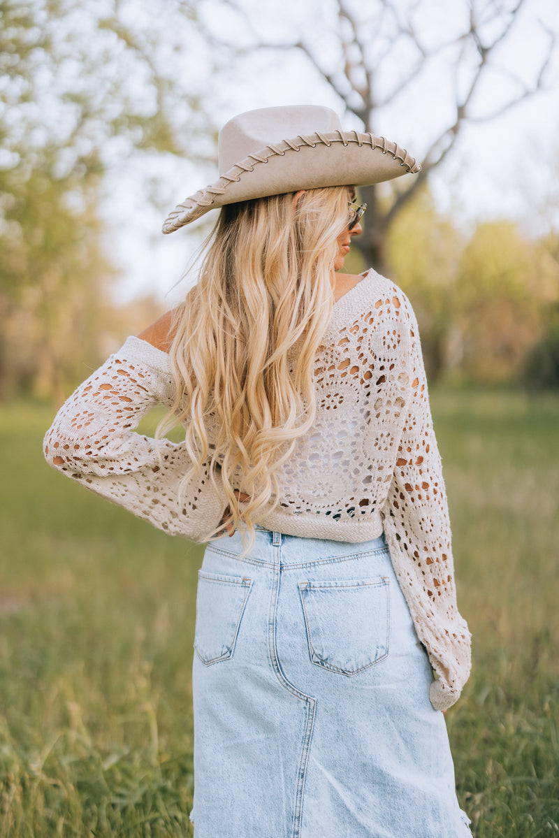 Eva Crochet Knit Off Shoulder Top