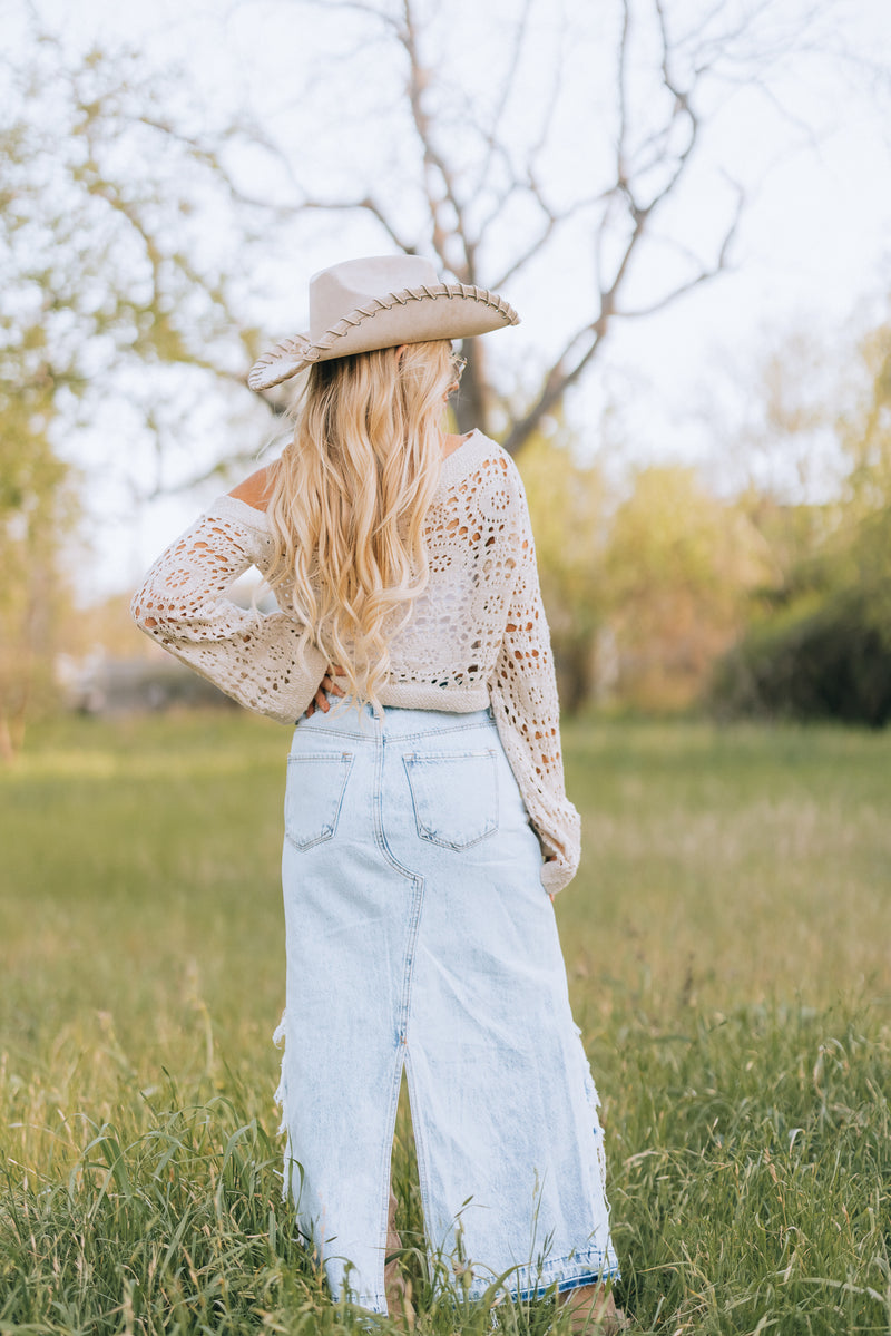 Eva Crochet Knit Off Shoulder Top