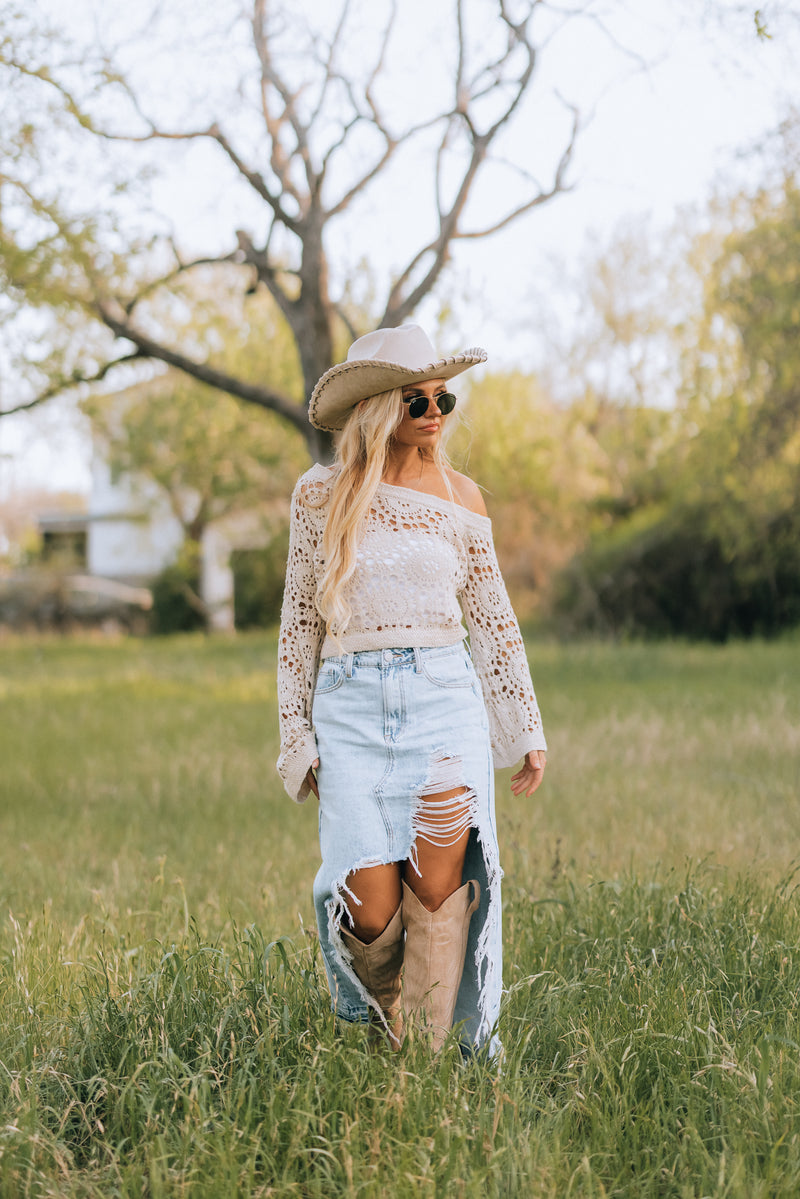 Eva Crochet Knit Off Shoulder Top