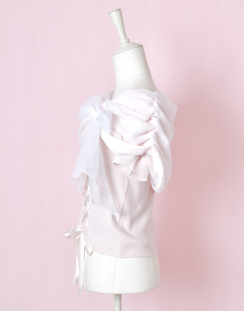 Melty tulle off-shoulder トップス