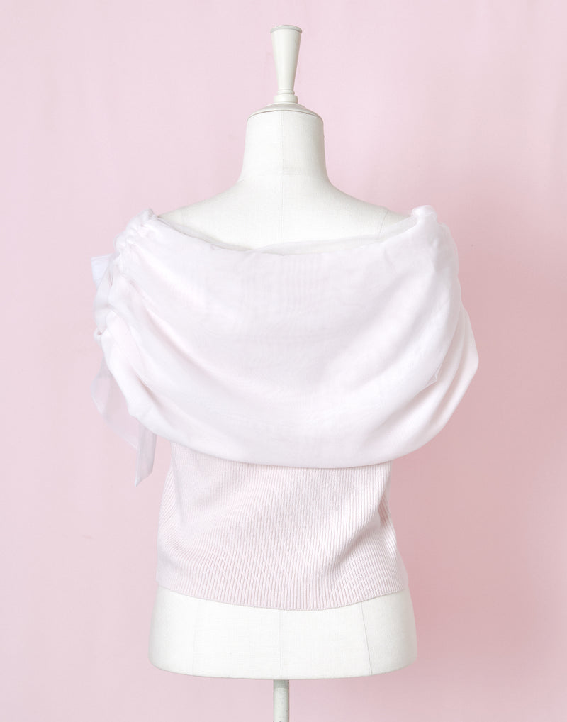 Melty tulle off-shoulder トップス