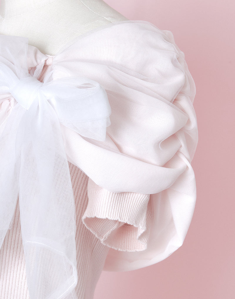 Melty tulle off-shoulder トップス