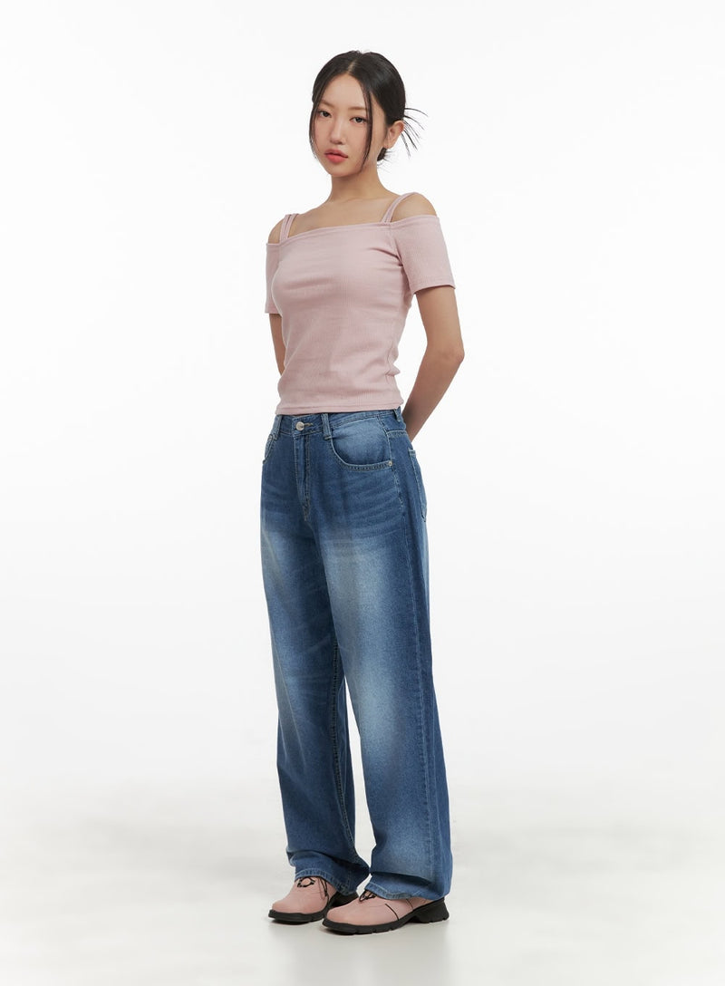 Off Shoulder Short Sleeve Tee CY423