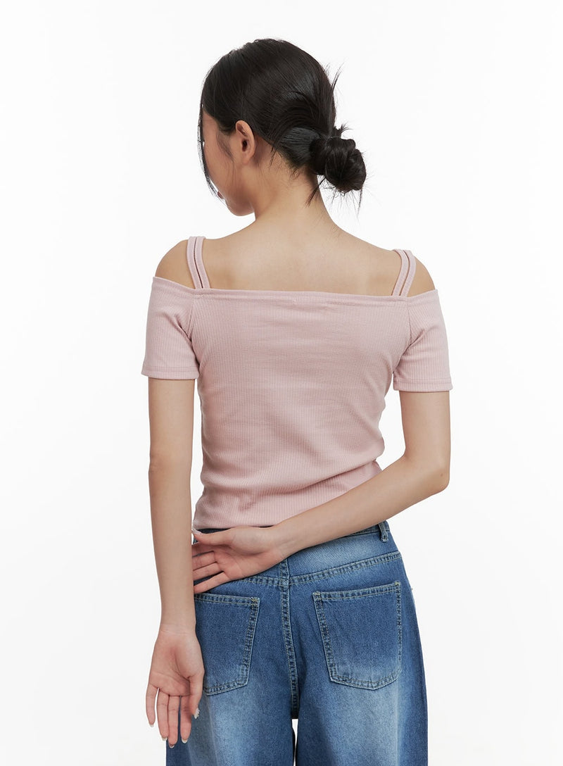 Off Shoulder Short Sleeve Tee CY423