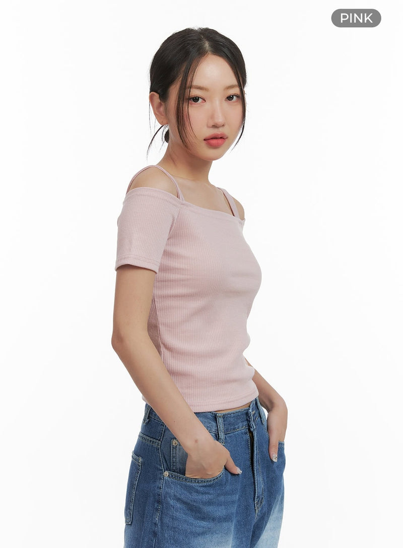 Off Shoulder Short Sleeve Tee CY423