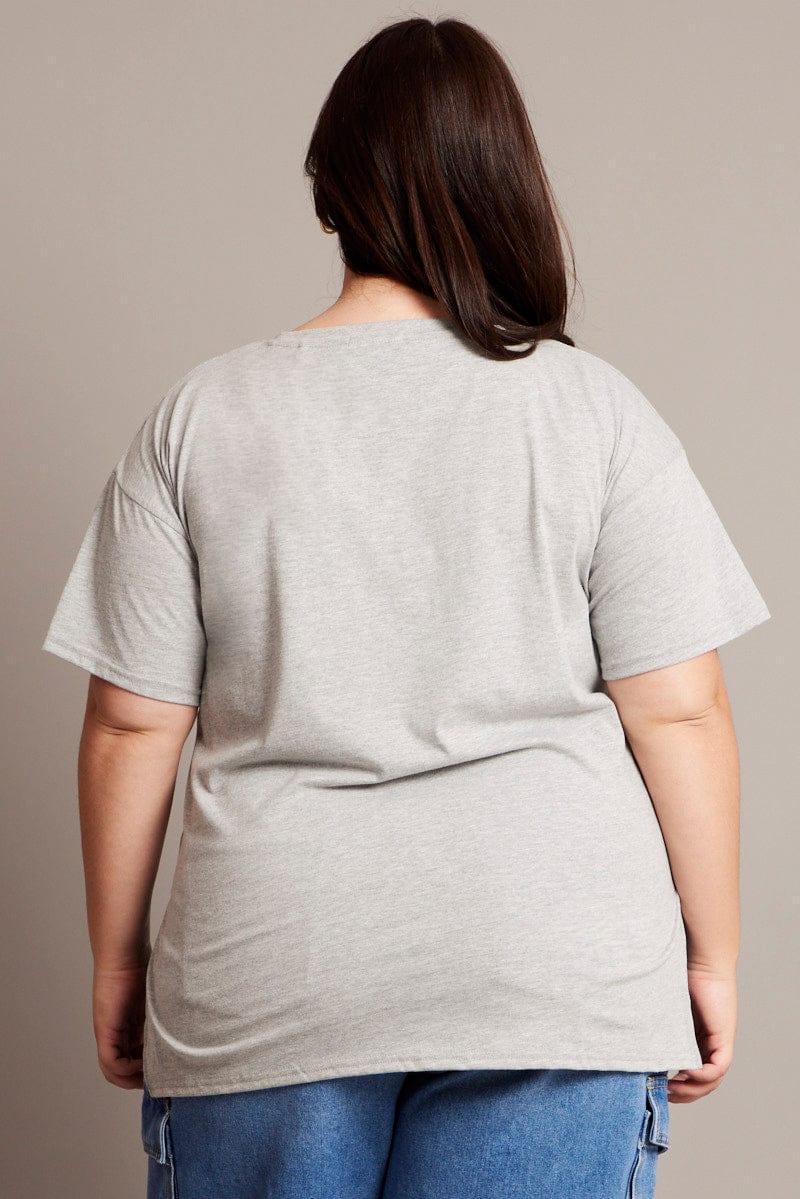 Grey Graphic T-shirt Short Sleeve Relaxed Crew Neck