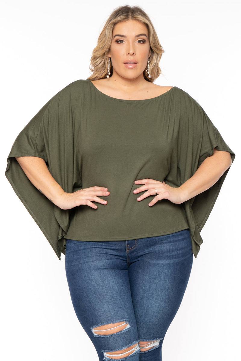 Plus Size Off The Shoulder Top - Olive