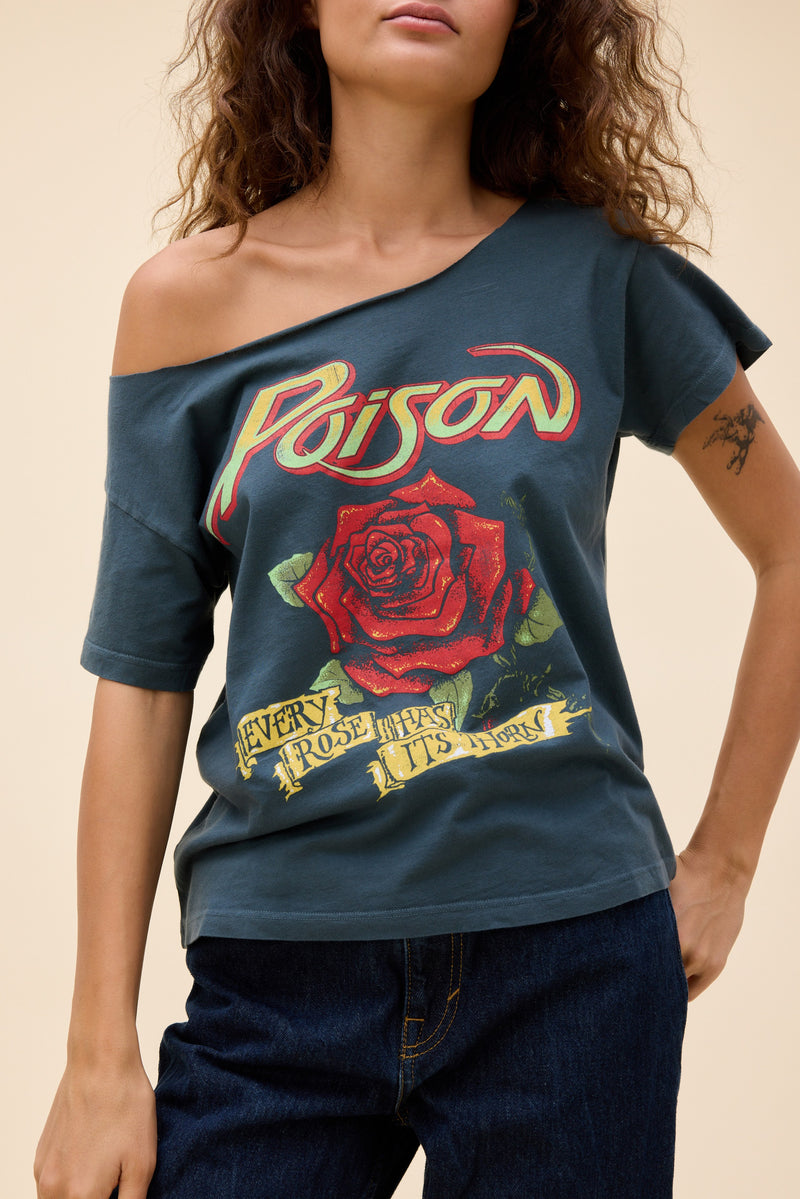 Poison Every Rose Has Its Thorn Off-The-Shoulder Solo Tee