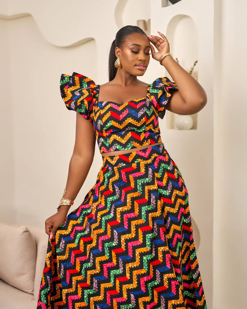 African Print Off Shoulder Crop Top/Blouse - ENNI