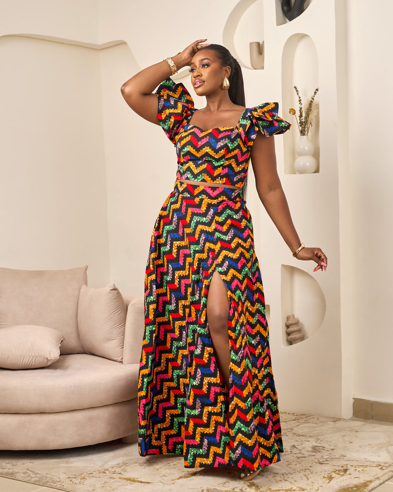 African Print Off Shoulder Crop Top/Blouse - ENNI