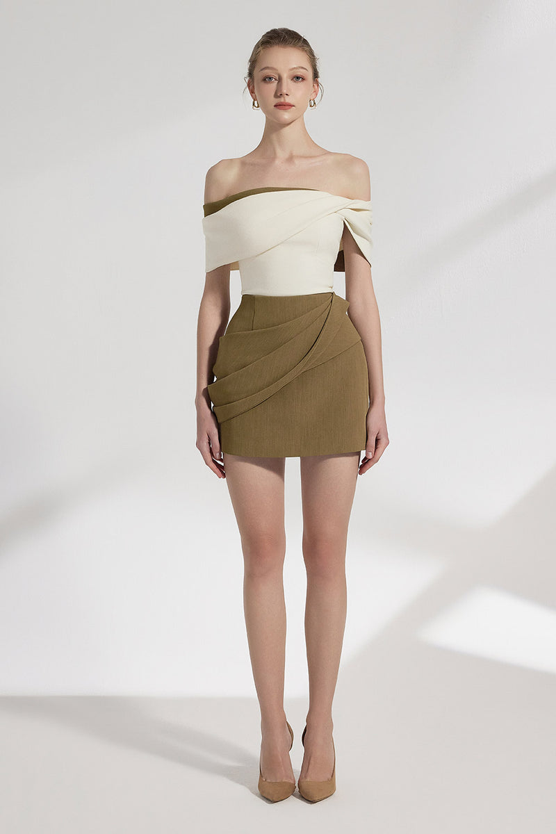 Sora Bodycon Off-Shoulder Cotton Crepe Top