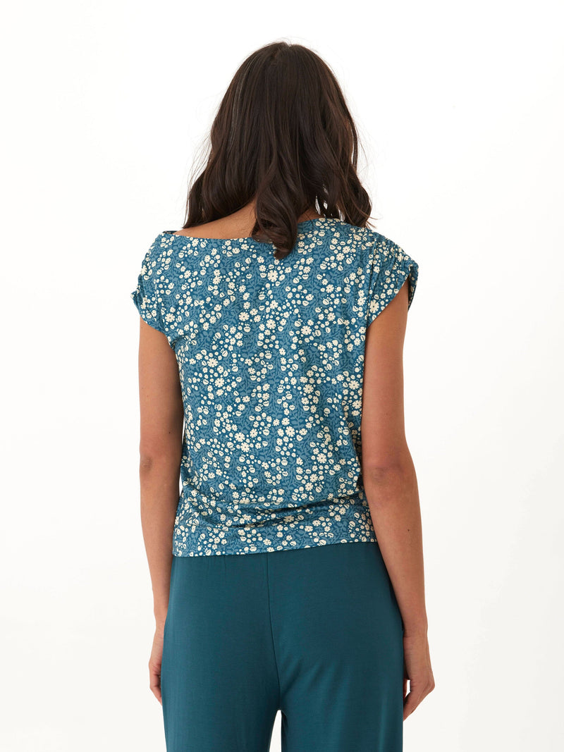 Leoni Micro Bloom Print Off-Shoulder Luxe Jersey Top