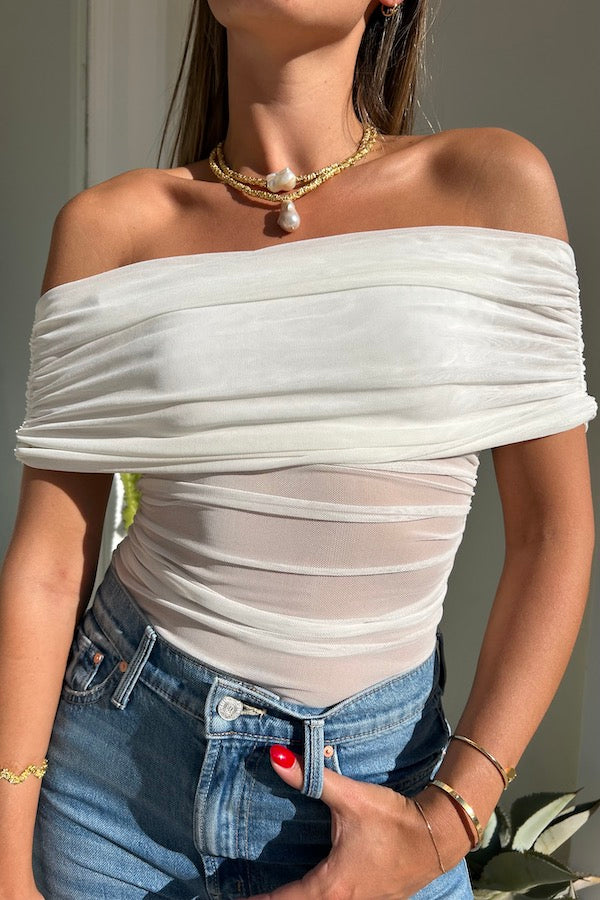 Nico Off Shoulder Top White