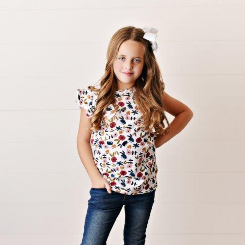 Flutter Sleeve Tee - Floral