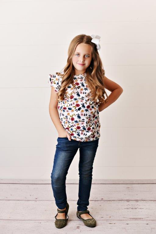 Flutter Sleeve Tee - Floral