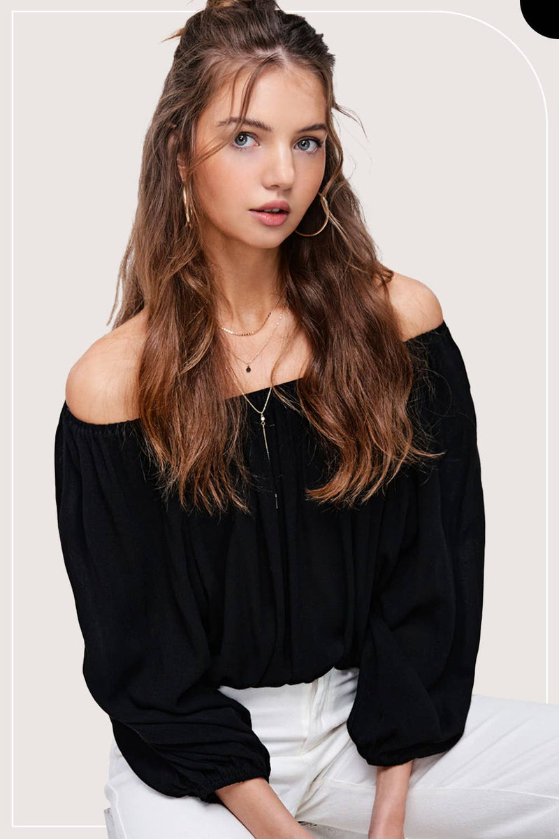 Off Shoulder Balloon Sleeve
