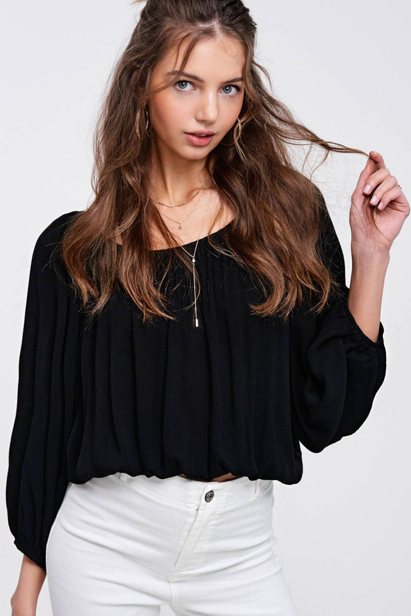 Off Shoulder Balloon Sleeve